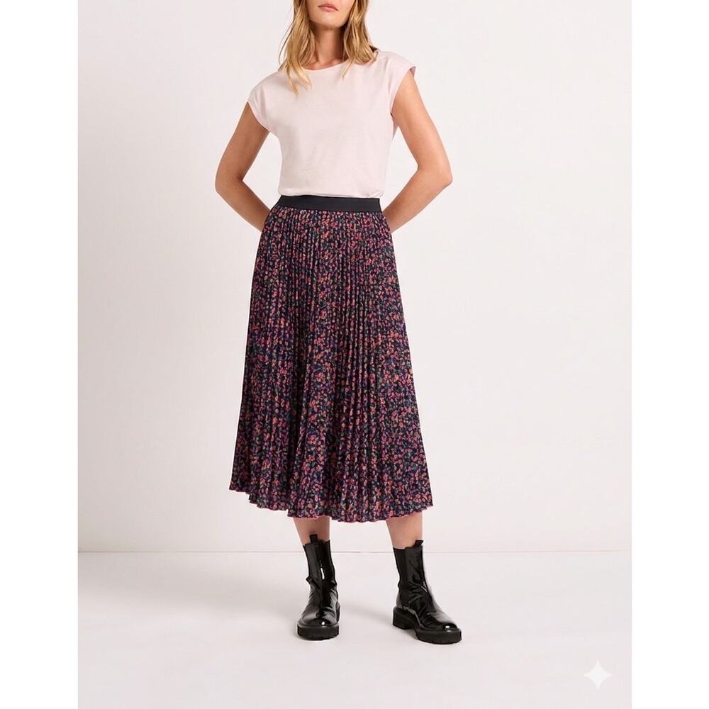 NWOT Shein Pleated Floral High Waist Midi Skirt Medium Dark Academia Whimsygoth